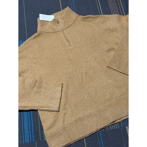 Lillusory Mock Neck Quarter Zip Sweater Camel Textured Knit Cozy Medium - Picture 4 of 11